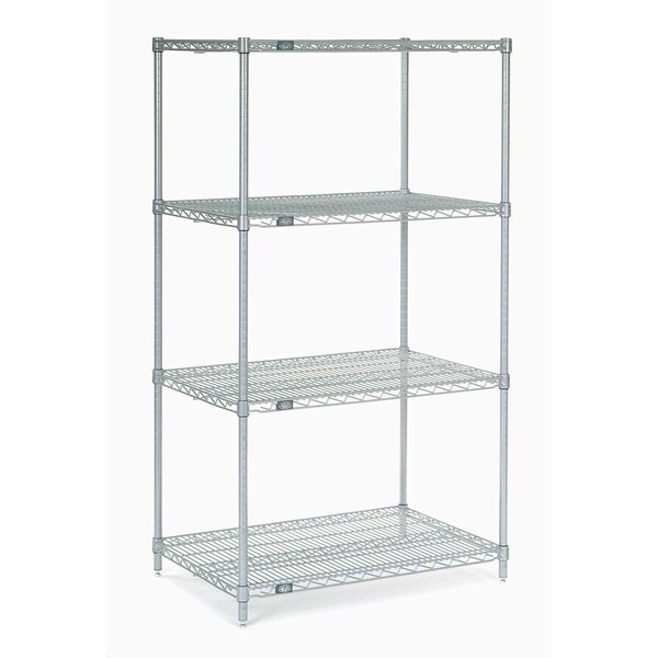 Nexel Nexelate Wire Shelving Starter Unit, Silver Epoxy, 24W X 14D X 86H 14248EP - main